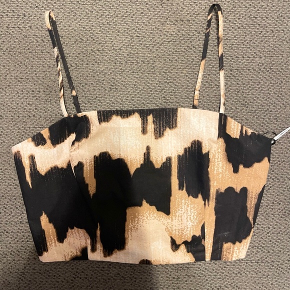 Le’ AL.X Abstract Ikat Printed Sleeveless Square Neckline Bra Top M - Picture 2 of 4